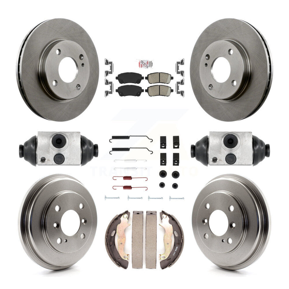 Front Rear Disc Brake Rotors Ceramic Pads And Drum Kit (9Pc) For Ford Fiesta K8A-105552