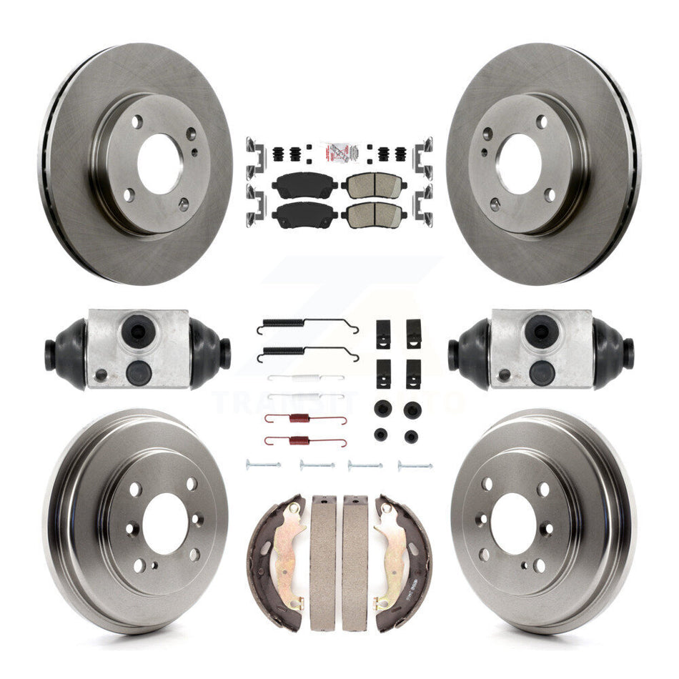 Front Rear Disc Brake Rotors Ceramic Pads And Drum Kit (9Pc) For Ford Fiesta K8A-105553