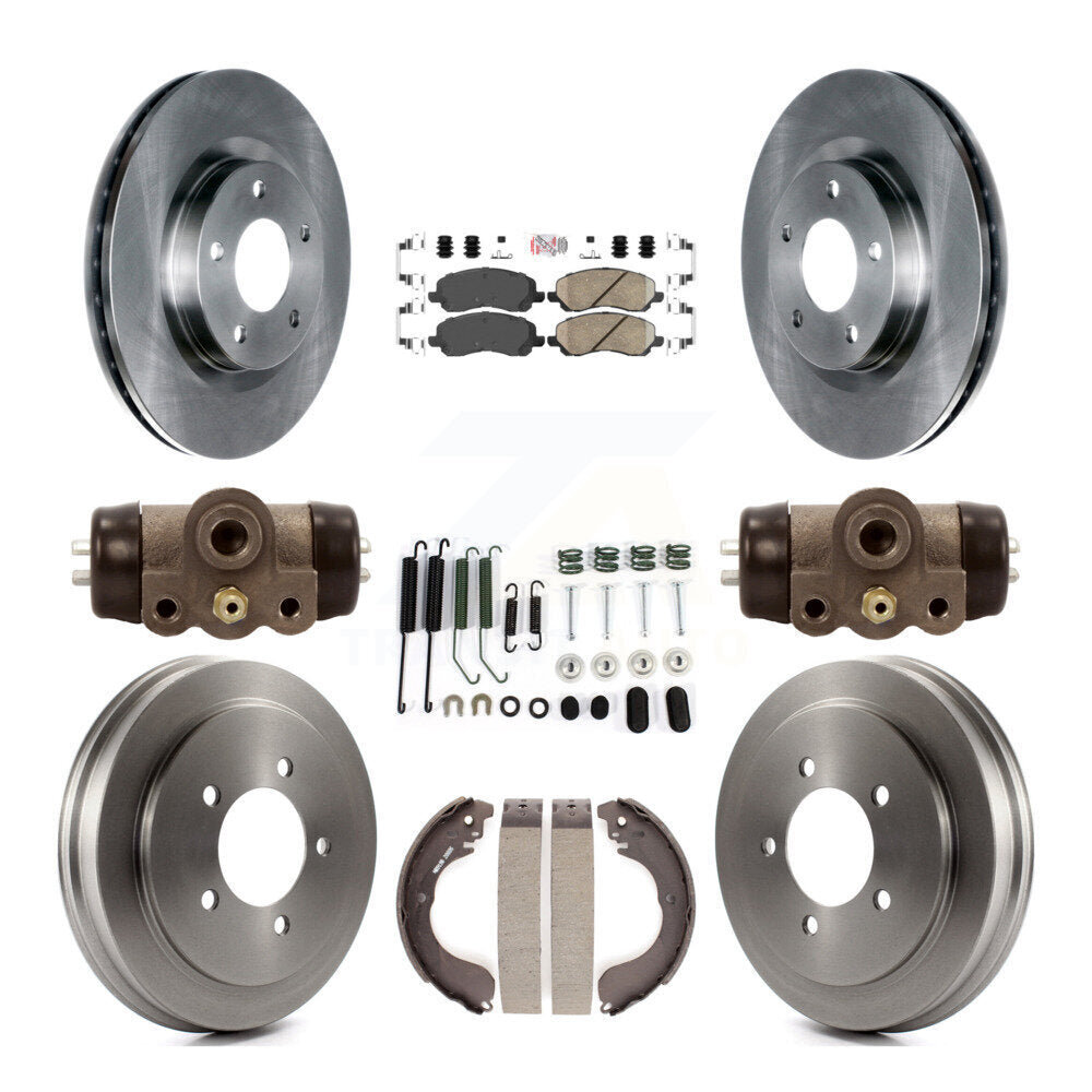 Front Rear Brake Rotors Ceramic Pad Drum Kit (9Pc) For Jeep Patriot Compass Dodge Caliber K8A-105562