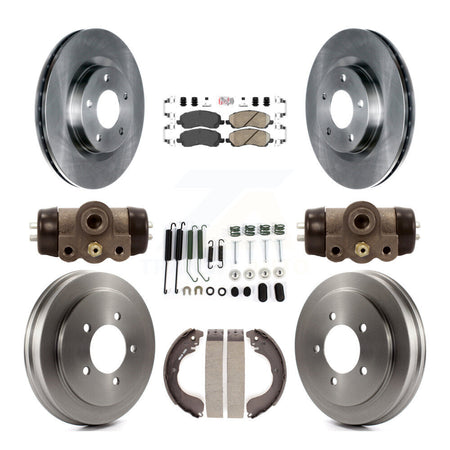 Front Rear Brake Rotors Ceramic Pad Drum Kit (9Pc) For Jeep Patriot Compass Dodge Caliber K8A-105562