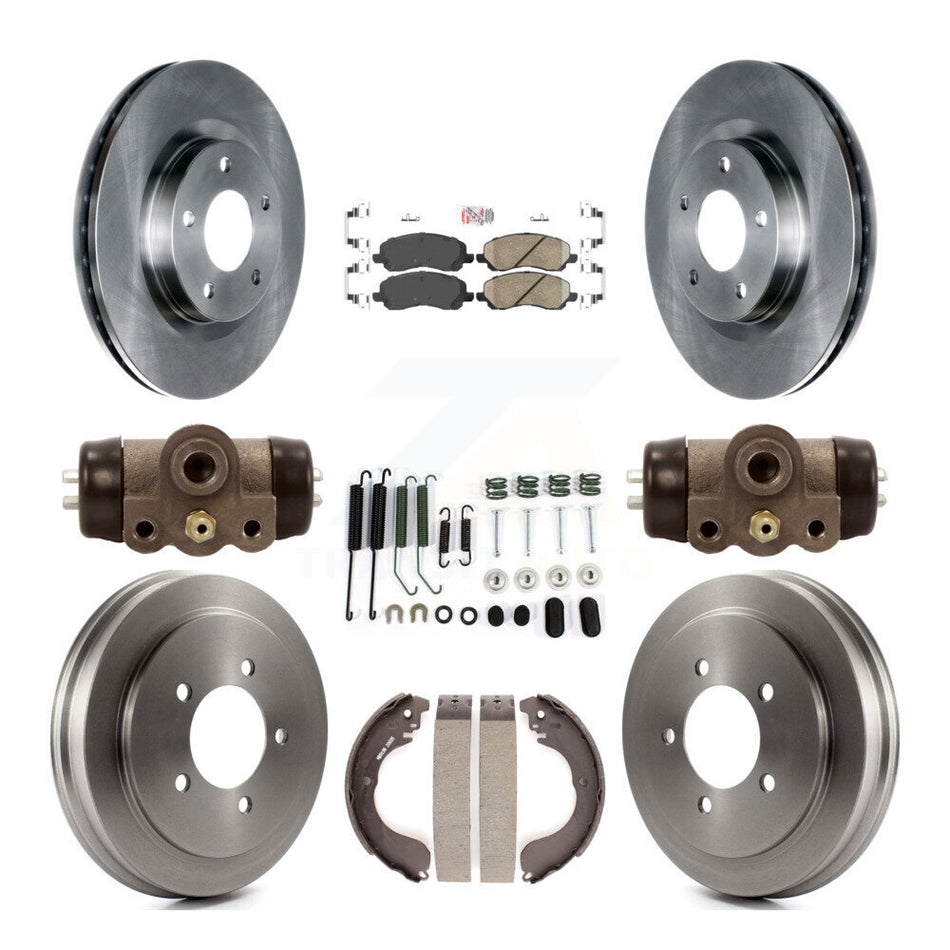 Front Rear Brake Rotors Ceramic Pad Drum Kit (9Pc) For Jeep Patriot Compass Dodge Caliber K8A-105564