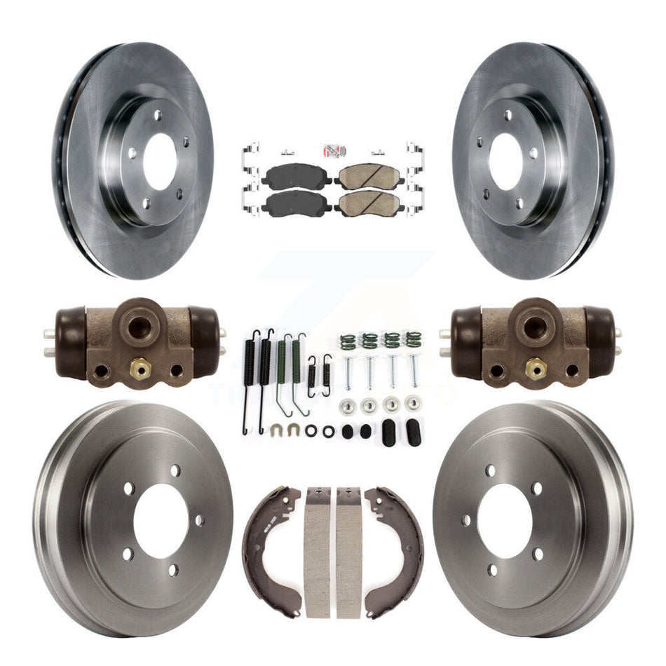 Front Rear Brake Rotors Ceramic Pad Drum Kit (9Pc) For Jeep Patriot Compass Dodge Caliber K8A-105564