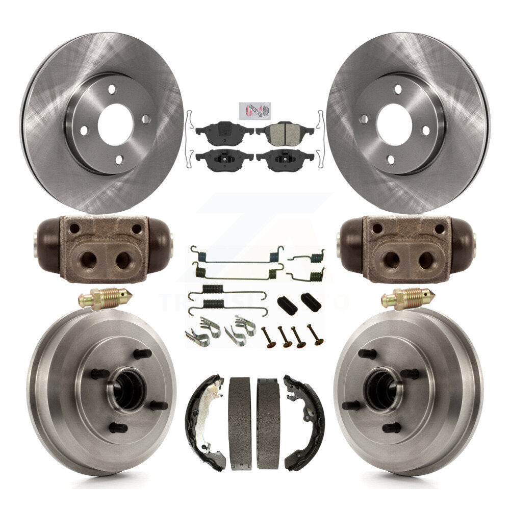 Front Rear Disc Brake Rotors Semi-Metallic Pads And Drum Kit (9Pc) For Ford Focus K8A-105581