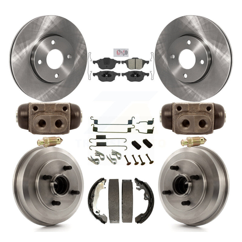 Front Rear Disc Brake Rotors Semi-Metallic Pads And Drum Kit (9Pc) For Ford Focus K8A-105581