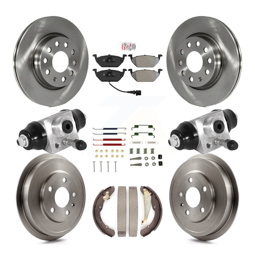 Front Rear Disc Brake Rotors Semi-Metallic Pads And Drum Kit (9Pc) For Volkswagen Jetta K8A-105585