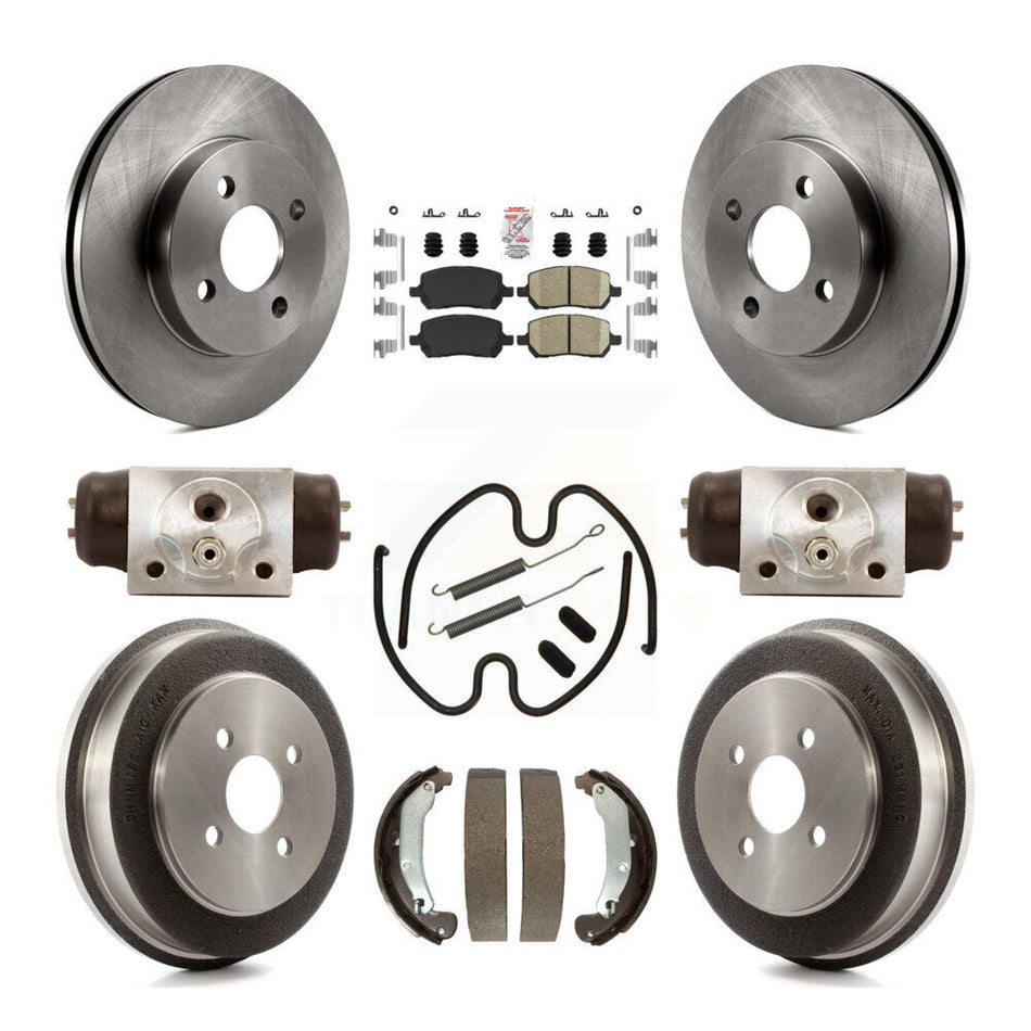 Front Rear Brake Rotor Ceramic Pad And Drum Kit (9Pc) For 2003 Saturn Ion To VIN 3Z100143 K8A-105599