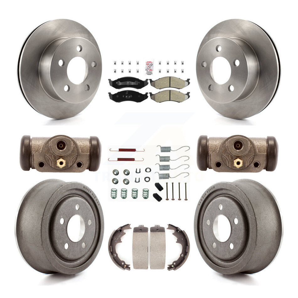 Front Rear Disc Brake Rotors Semi-Metallic Pads And Drum Kit (9Pc) For Jeep Wrangler TJ K8A-105603