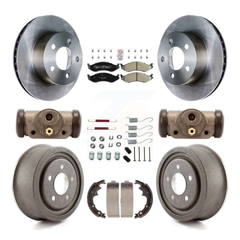 Front Rear Disc Brake Rotor Semi-Metallic Pad & Drum Kit (9Pc) For Jeep Wrangler Cherokee K8A-105604