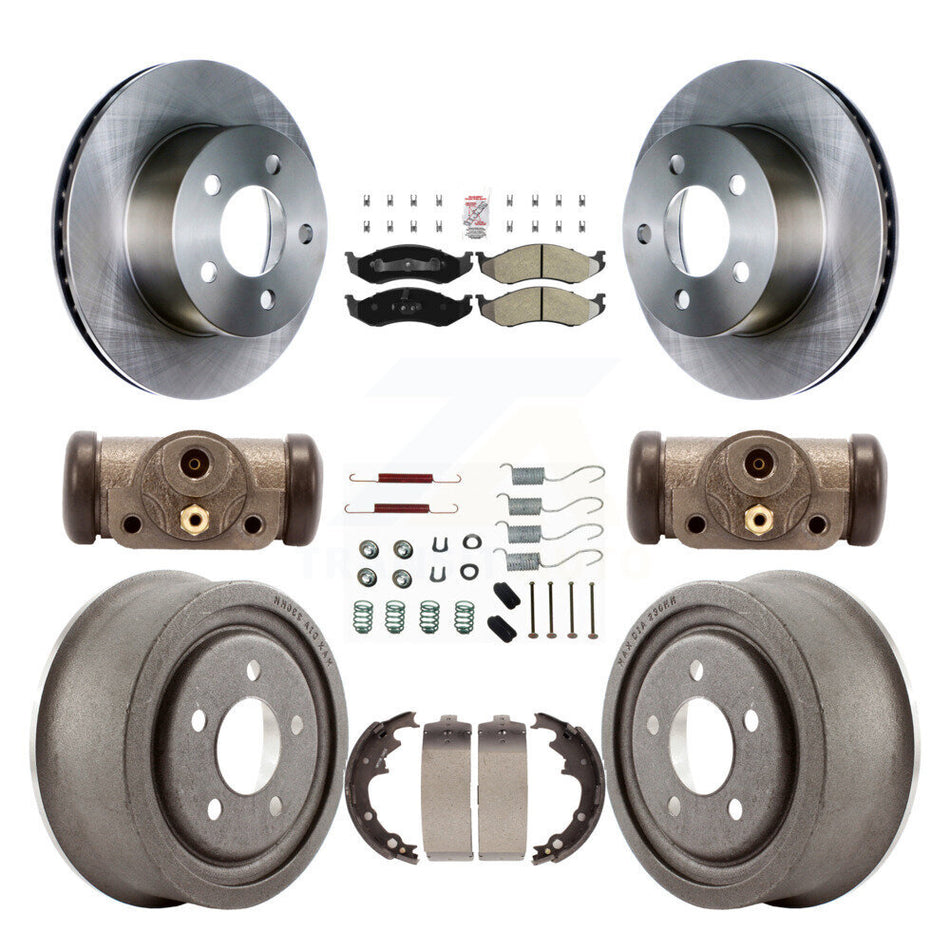 Front Rear Disc Brake Rotor Semi-Metallic Pad & Drum Kit (9Pc) For Jeep Wrangler Cherokee K8A-105604