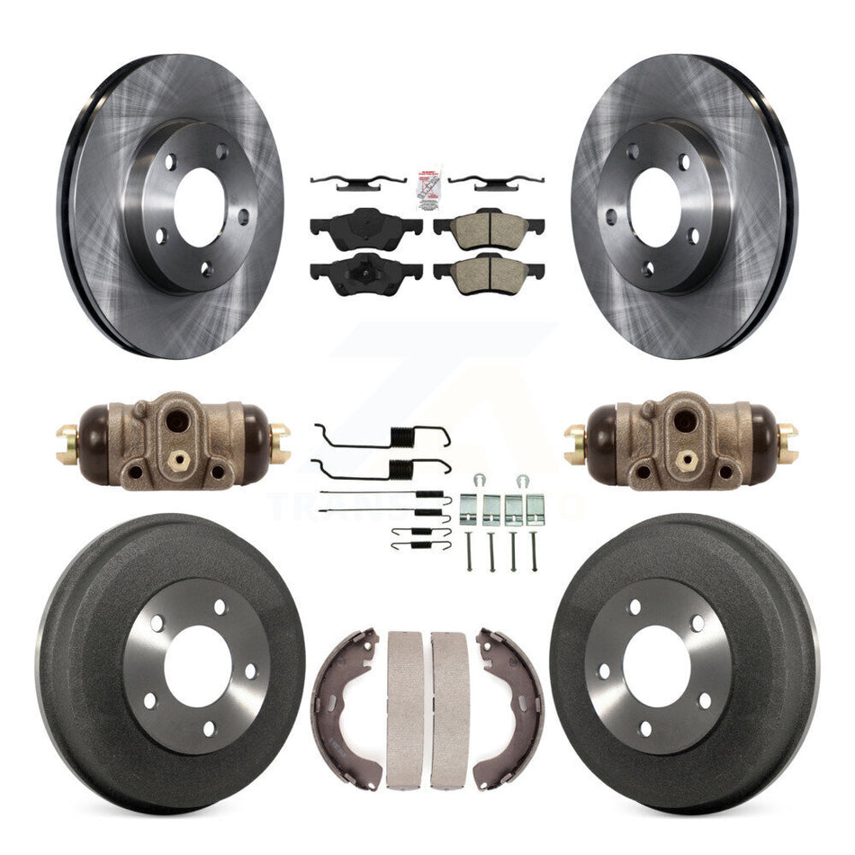 Front Rear Disc Brake Rotors Semi-Metallic Pads And Drum Kit (9Pc) For Mercury Mariner K8A-105605