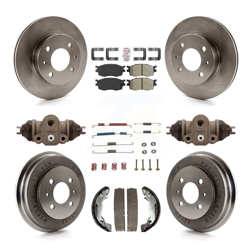 Front Rear Brake Rotor Semi-Metallic Pad Drum Kit (9Pc) For 2006 Hyundai Accent Hatchback K8A-105607