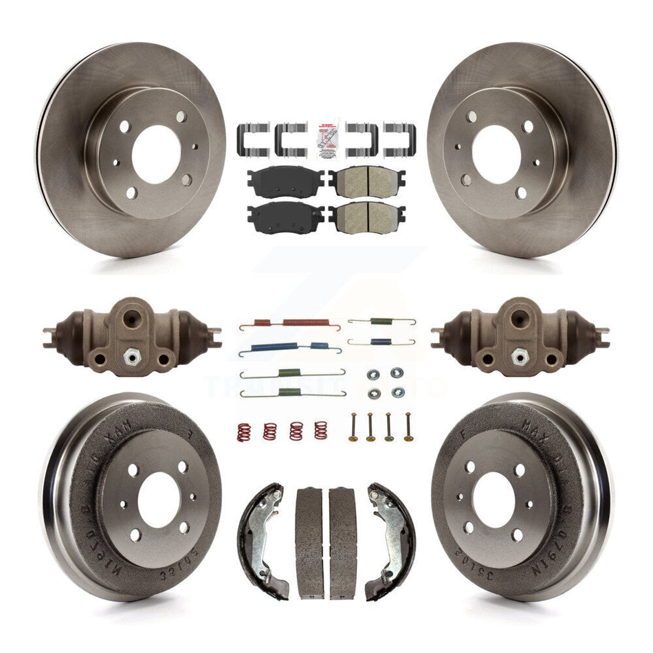 Front Rear Brake Rotor Semi-Metallic Pad Drum Kit (9Pc) For 2006 Hyundai Accent Hatchback K8A-105607