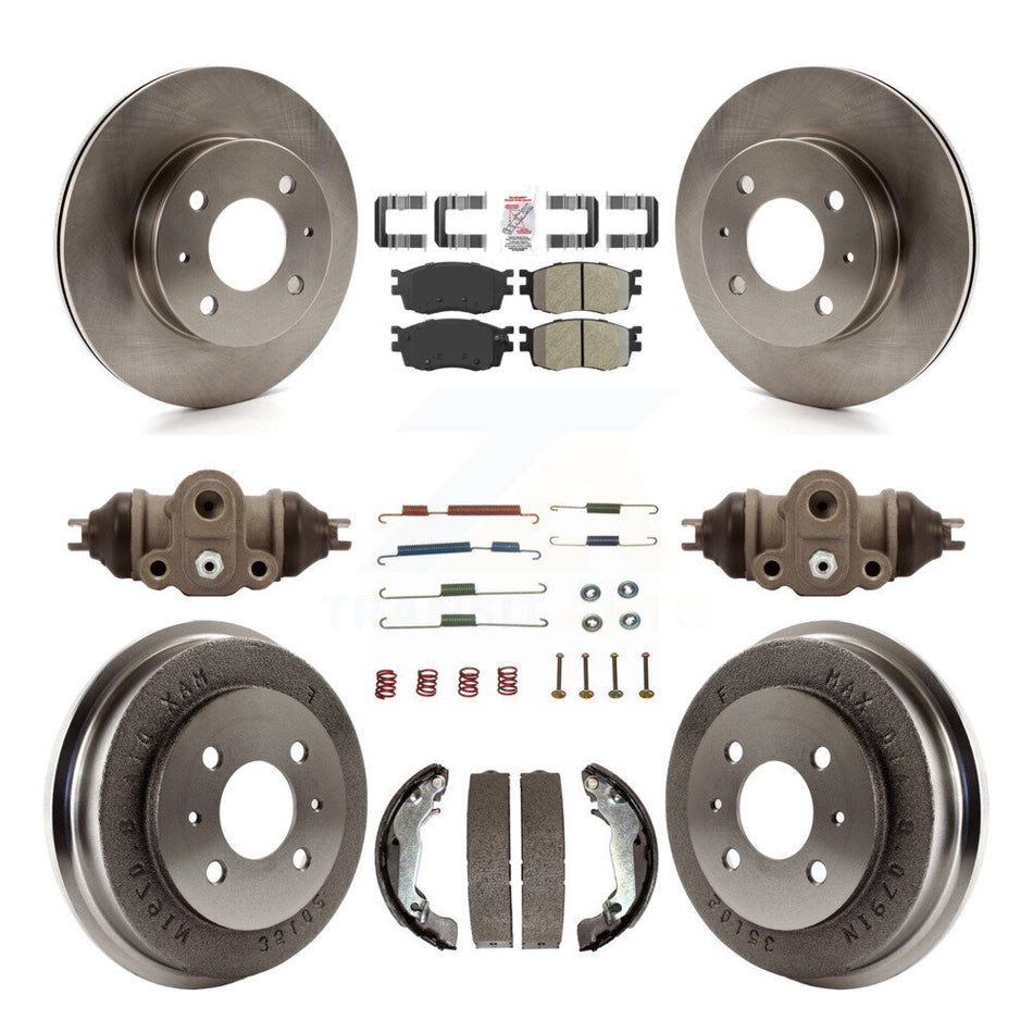 Front Rear Brake Rotor Semi-Metallic Pad Drum Kit (9Pc) For 2006 Hyundai Accent Hatchback K8A-105607