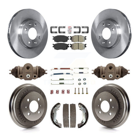Front Rear Brake Rotor Semi-Metallic Pad Drum Kit (9Pc) For 06 Hyundai Accent To 09 30 05 K8A-105608