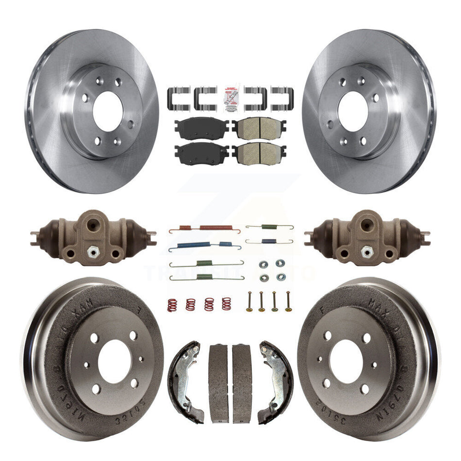 Front Rear Brake Rotor Semi-Metallic Pad Drum Kit (9Pc) For 06 Hyundai Accent To 09 30 05 K8A-105608