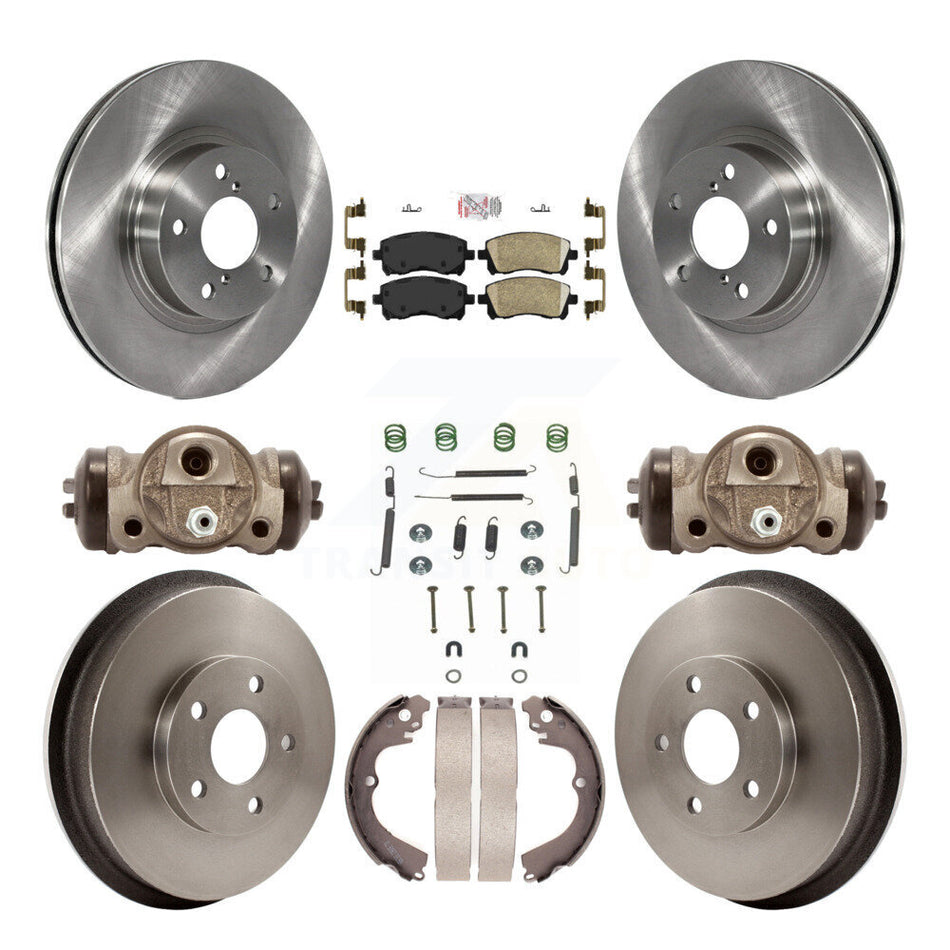 Front Rear Brake Rotor Ceramic Pad & Drum Kit (9Pc) For 98-02 Subaru Forester 4-Wheel ABS K8A-105611