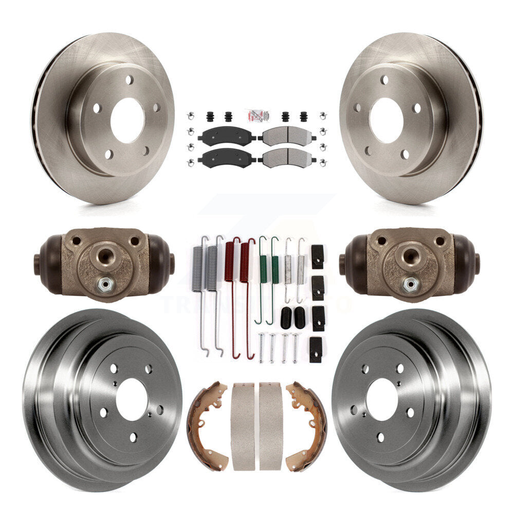 Front Rear Brake Rotor Semi-Metallic Pad & Drum Kit (9Pc) For Dakota Dodge Ram Mitsubishi K8A-105640