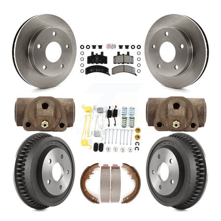 Front Rear Brake Rotors Semi-Metallic Pad Drum Kit (9Pc) For 1994-1999 Dodge Ram 1500 4WD K8A-105650