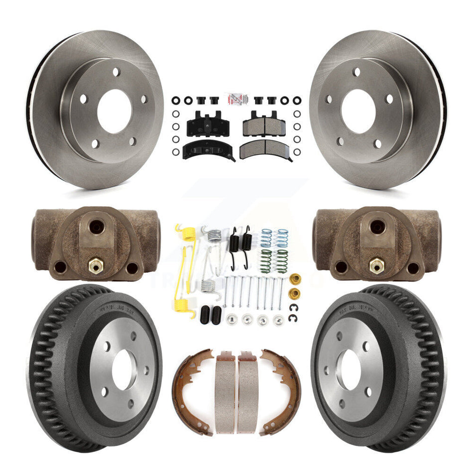 Front Rear Brake Rotors Semi-Metallic Pad Drum Kit (9Pc) For 1994-1999 Dodge Ram 1500 4WD K8A-105650