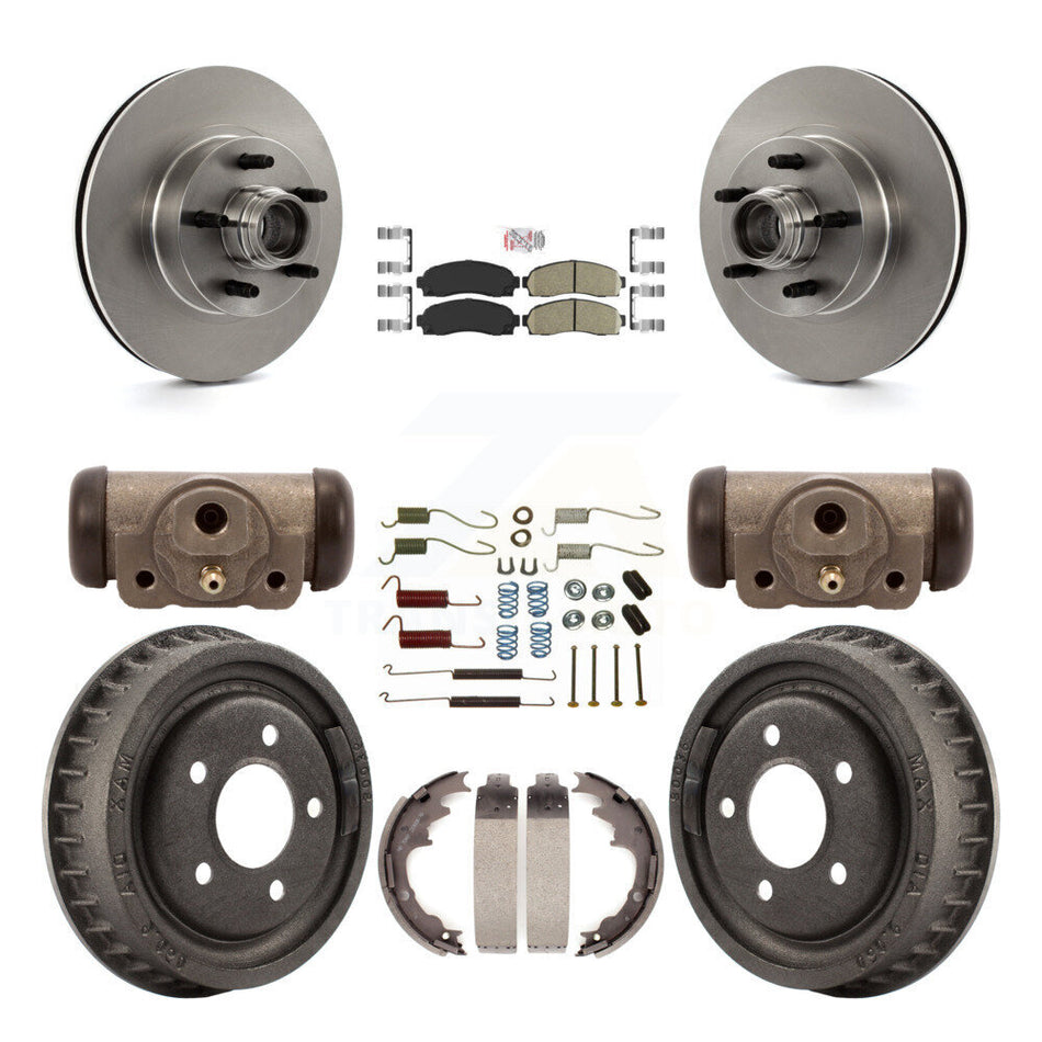 Front Rear Brake Rotor Ceramic Pad & Drum Kit (9Pc) For Ford Ranger With 9" Diameter K8A-105651