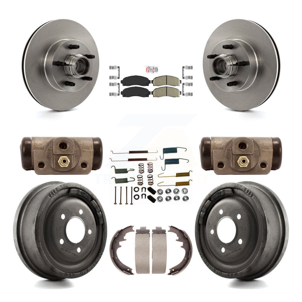 Front Rear Brake Rotors Ceramic Pad Drum Kit (9Pc) For Ford Ranger With 10" Diameter K8A-105653