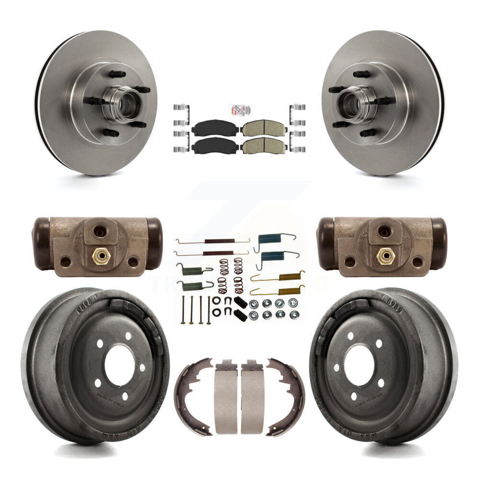 Front Rear Brake Rotors Ceramic Pad Drum Kit (9Pc) For Ford Ranger With 10" Diameter K8A-105653