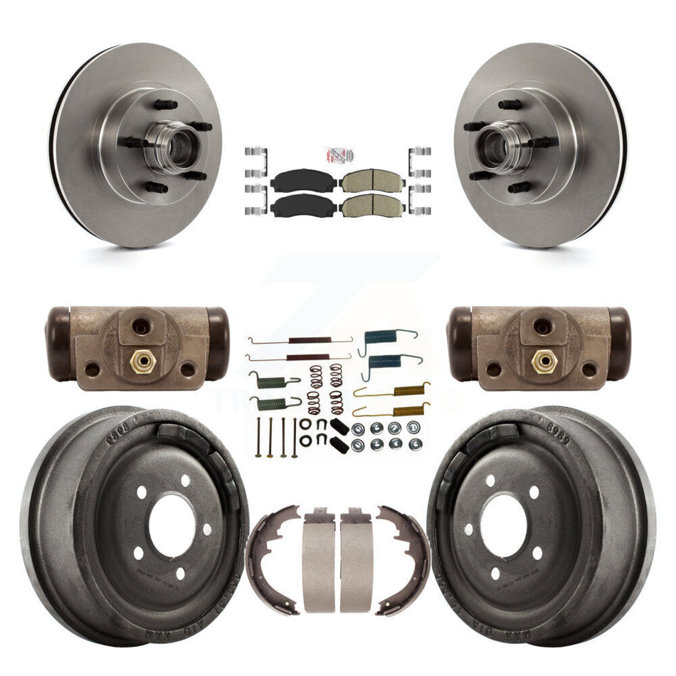 Front Rear Brake Rotors Ceramic Pad Drum Kit (9Pc) For Ford Ranger With 10" Diameter K8A-105653