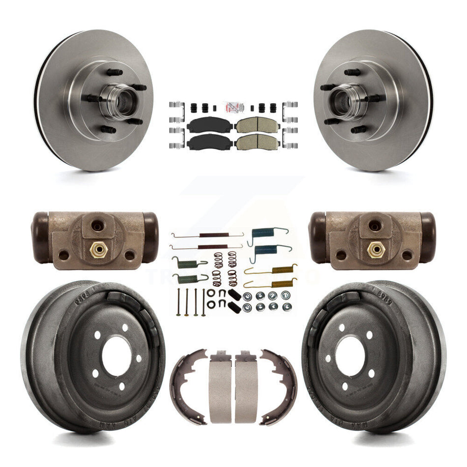 Front Rear Brake Rotors Ceramic Pad Drum Kit (9Pc) For Ford Ranger With 10" Diameter K8A-105654