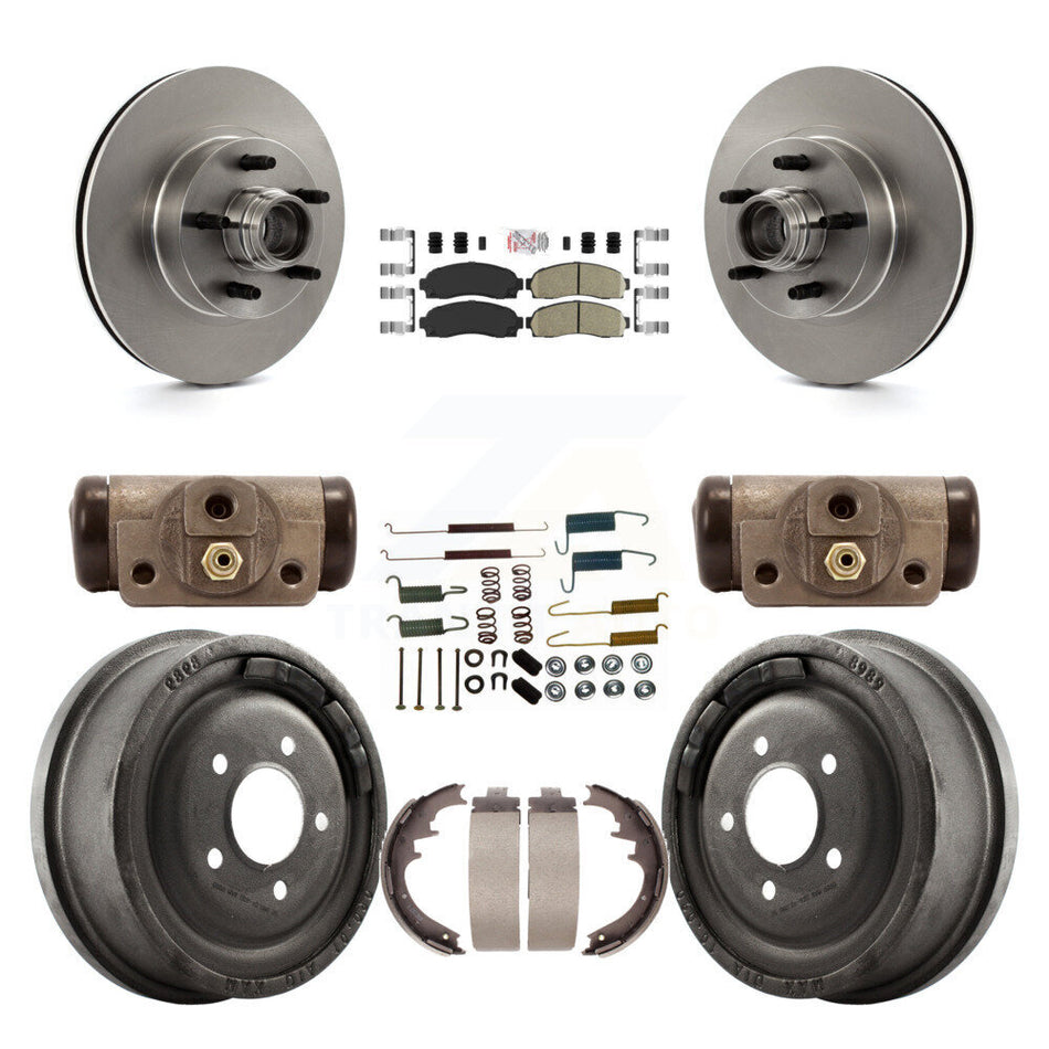 Front Rear Brake Rotors Ceramic Pad Drum Kit (9Pc) For Ford Ranger With 10" Diameter K8A-105654