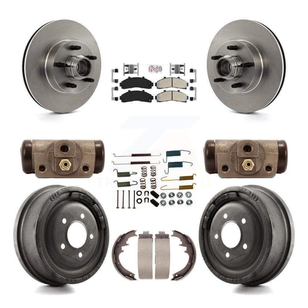 Front Rear Disc Brake Rotors Semi-Metallic Pads And Drum Kit (9Pc) For Ford Ranger K8A-105657