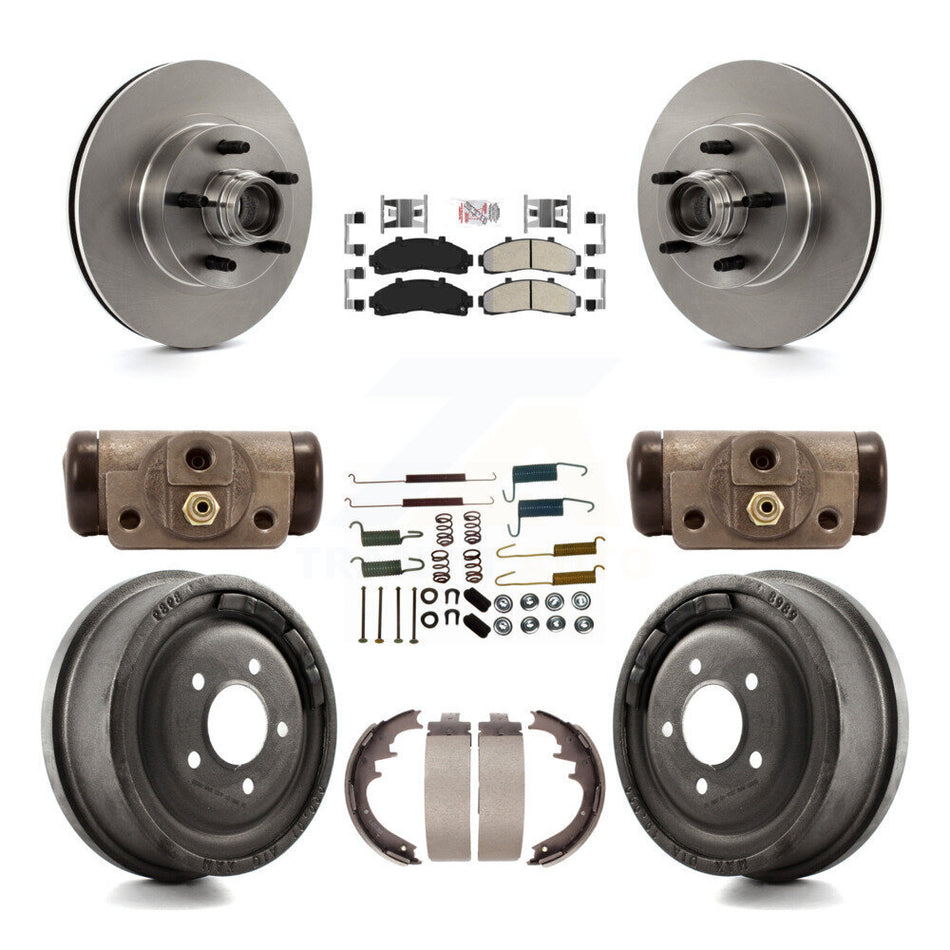 Front Rear Disc Brake Rotors Semi-Metallic Pads And Drum Kit (9Pc) For Ford Ranger K8A-105657
