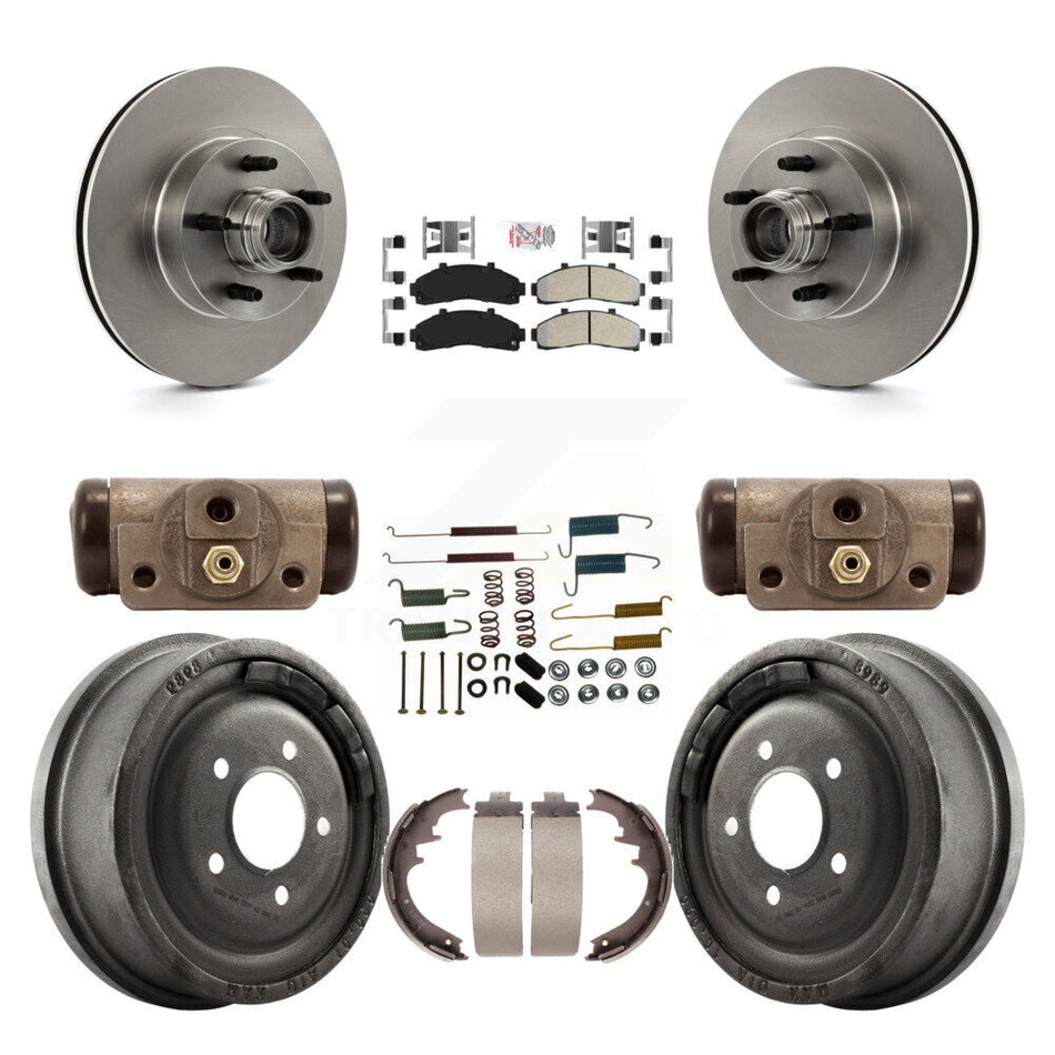 Front Rear Disc Brake Rotors Semi-Metallic Pads And Drum Kit (9Pc) For Ford Ranger K8A-105657