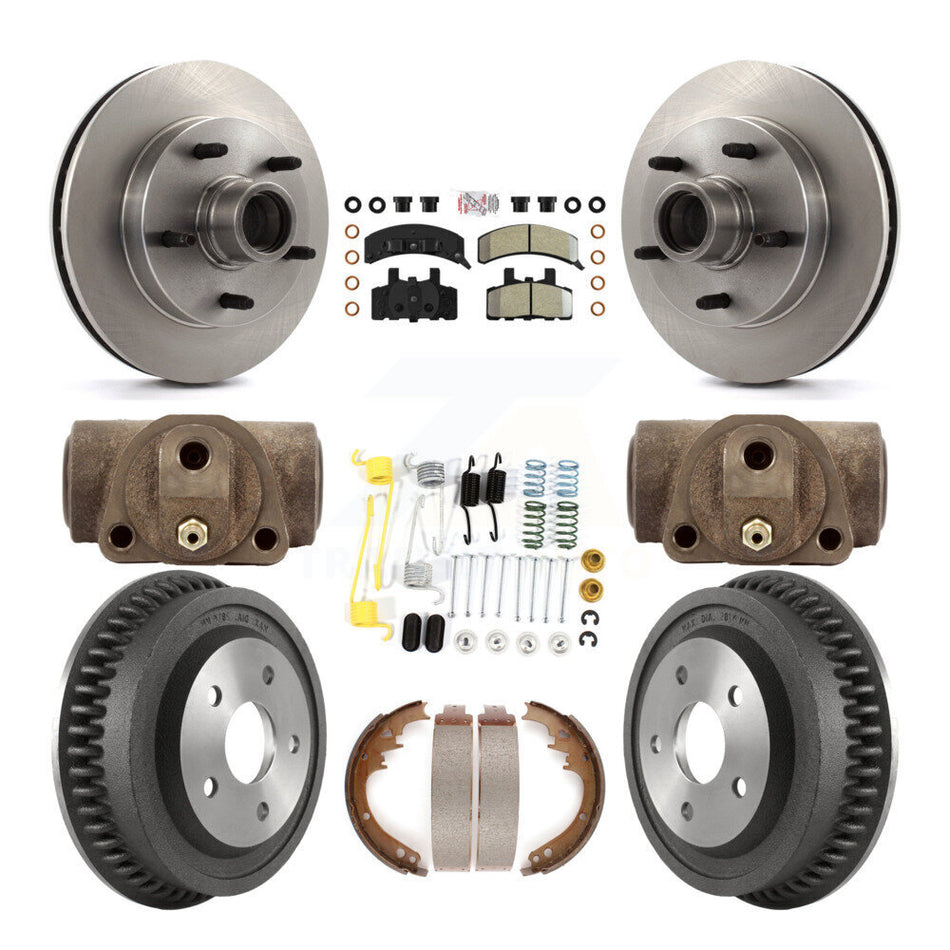 Front Rear Brake Rotors Semi-Metallic Pad Drum Kit (9Pc) For 1994-1999 Dodge Ram 1500 RWD K8A-105663
