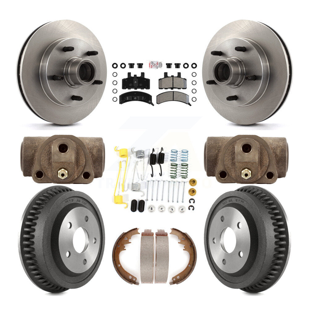 Front Rear Brake Rotors Semi-Metallic Pad Drum Kit (9Pc) For 1994-1999 Dodge Ram 1500 RWD K8A-105664