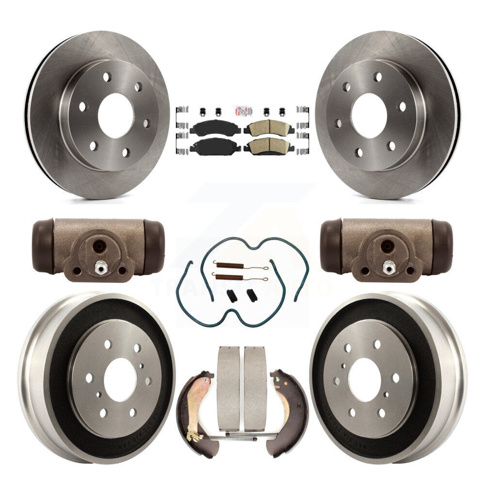 Front Rear Brake Rotor Ceramic Pad Drum Kit (9Pc) For 07 GMC Sierra 1500 With 7000 Lb GVW K8A-105696
