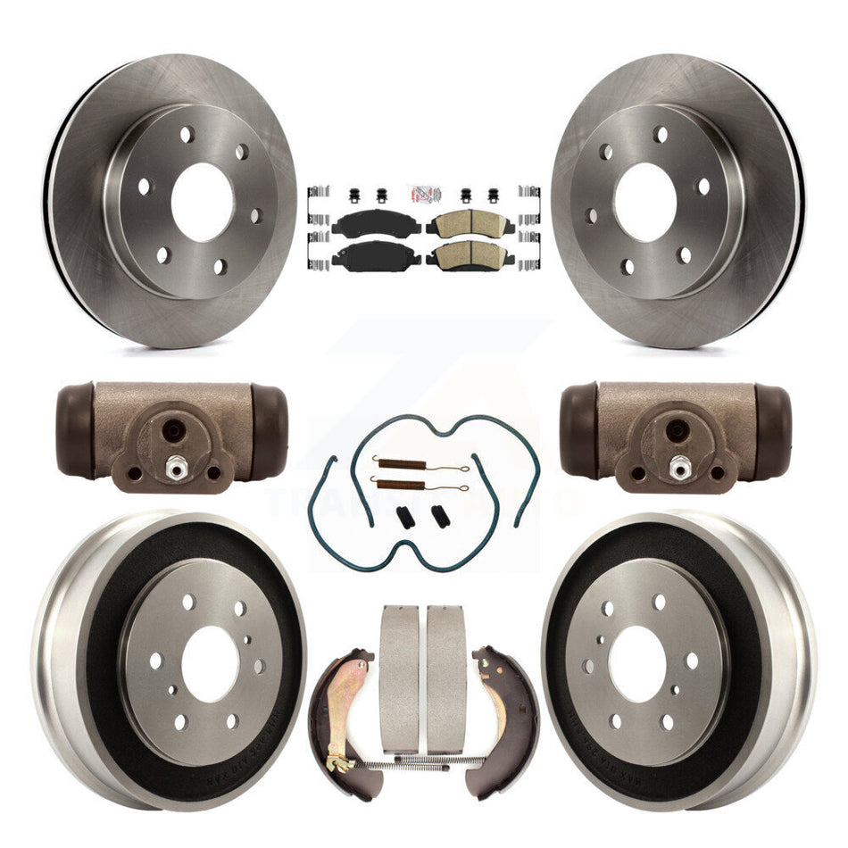 Front Rear Brake Rotor Ceramic Pad Drum Kit (9Pc) For 07 GMC Sierra 1500 With 7000 Lb GVW K8A-105696