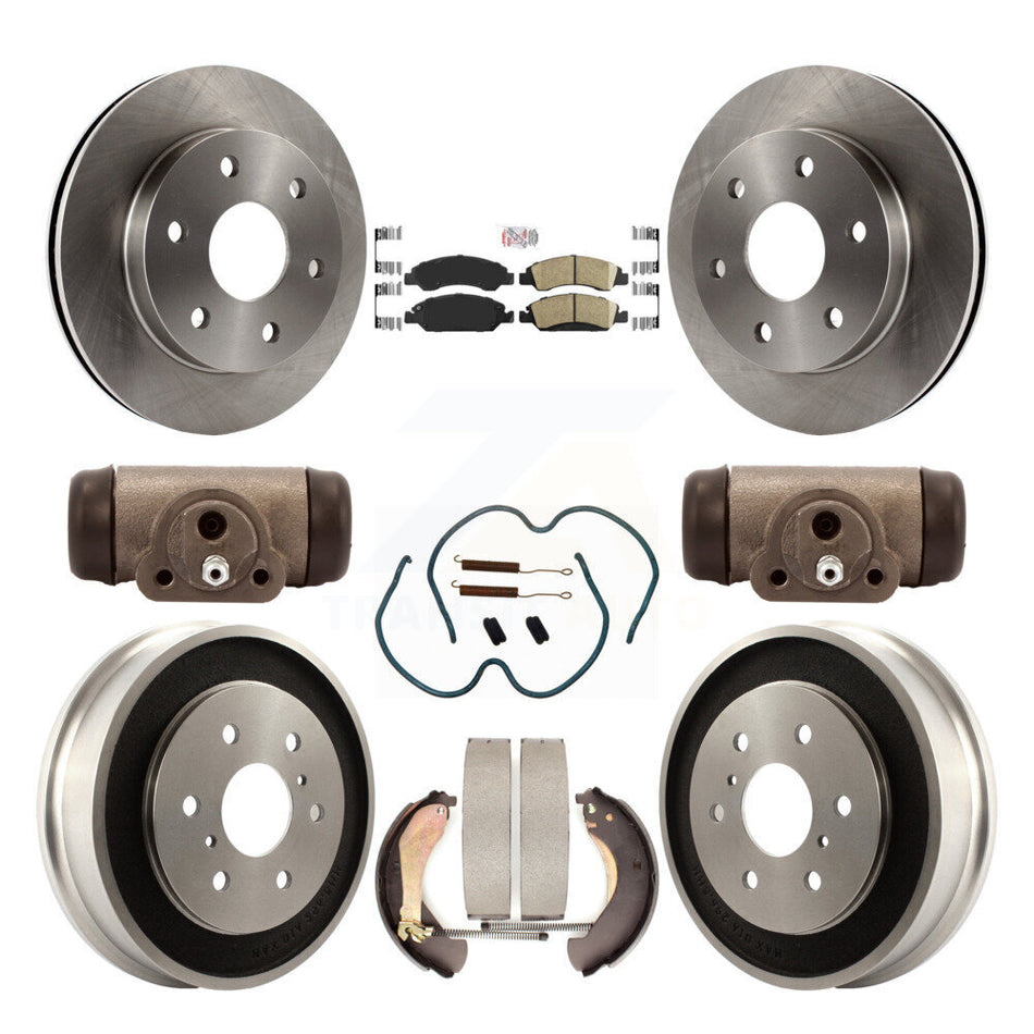 Front Rear Brake Rotor Ceramic Pad Drum Kit (9Pc) For 07 GMC Sierra 1500 With 7000 Lb GVW K8A-105698