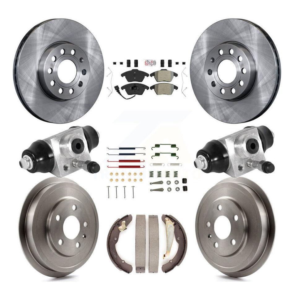 Front Rear Disc Brake Rotors Semi-Metallic Pads And Drum Kit (9Pc) For Volkswagen Jetta K8A-105706