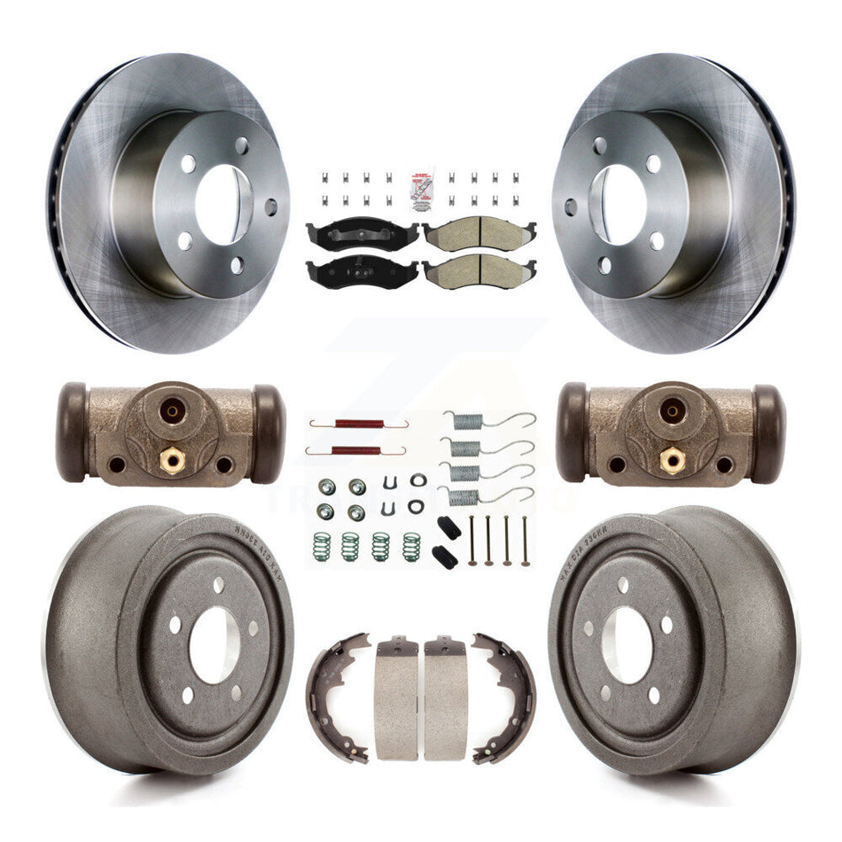 Front Rear Brake Rotor Semi-Metallic Pad Drum Kit (9Pc) For Jeep TJ With 9" Diameter K8A-105716