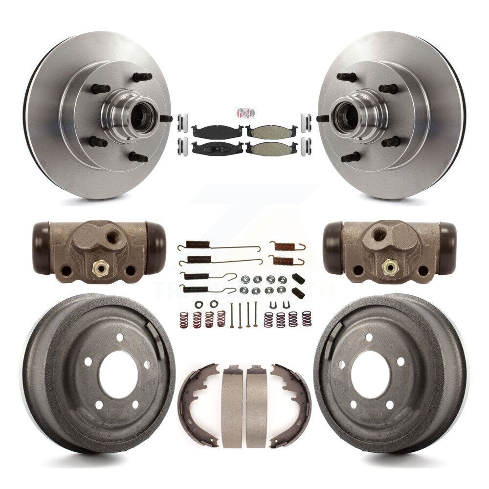 Front Rear Disc Brake Rotor Semi-Metallic Pad And Drum Kit (9Pc) For Ford E-150 Econoline K8A-105720