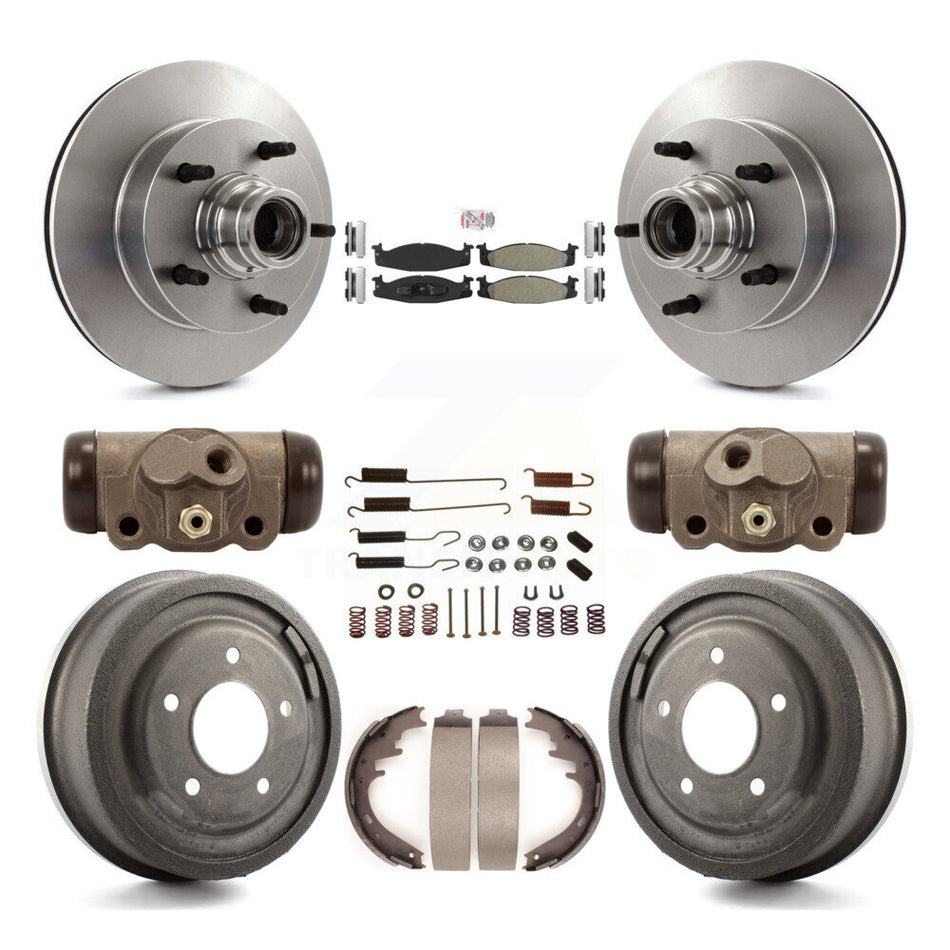 Front Rear Disc Brake Rotor Semi-Metallic Pad And Drum Kit (9Pc) For Ford E-150 Econoline K8A-105720