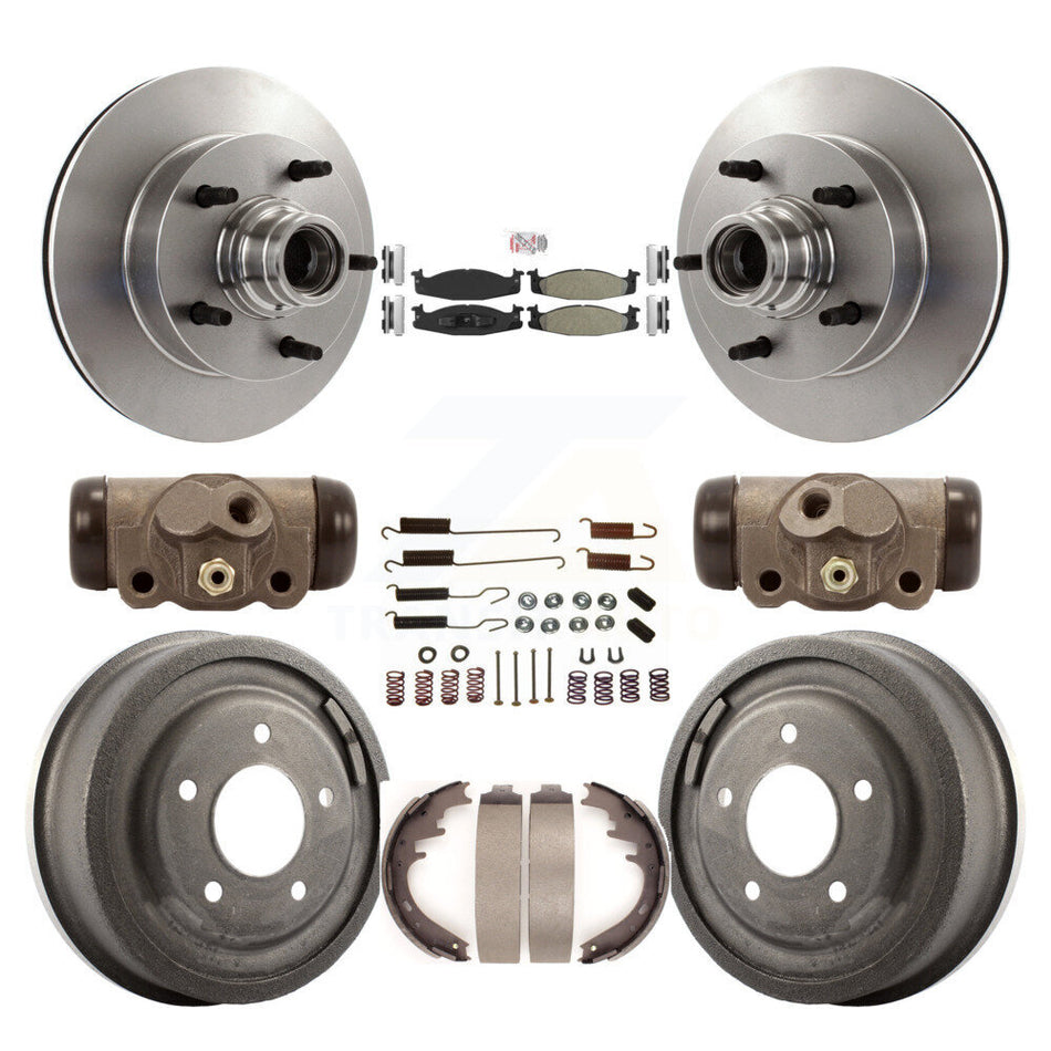 Front Rear Disc Brake Rotor Semi-Metallic Pad And Drum Kit (9Pc) For Ford E-150 Econoline K8A-105720
