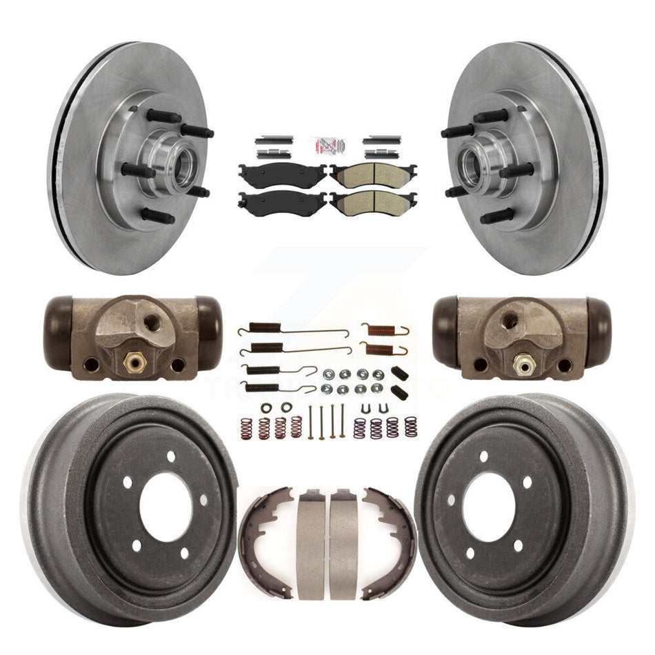Front Rear Disc Brake Rotors Semi-Metallic Pad And Drum Kit (9Pc) For 1999 Ford F-150 RWD K8A-105722