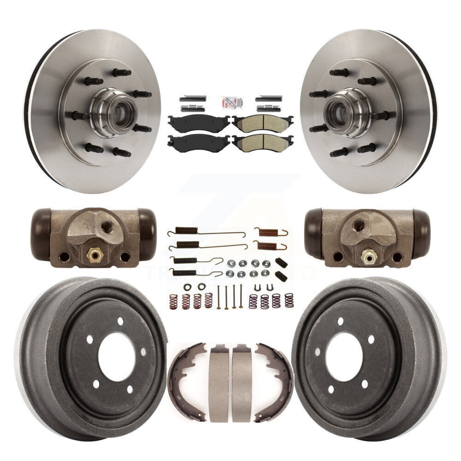 Front Rear Disc Brake Rotors Semi-Metallic Pad And Drum Kit (9Pc) For 1999 Ford F-150 RWD K8A-105724