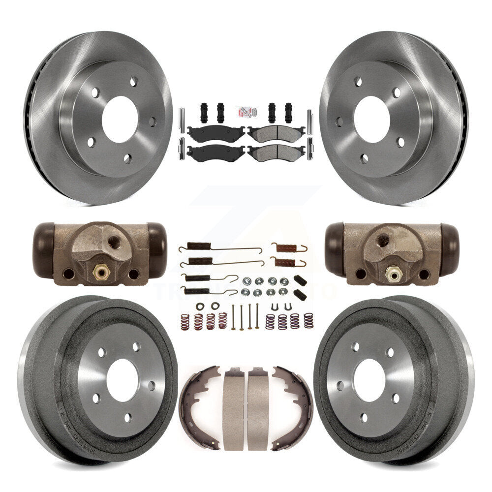 Front Rear Brake Rotors Semi-Metallic Pad Drum Kit (9Pc) For 2000-2001 Dodge Ram 1500 RWD K8A-105725