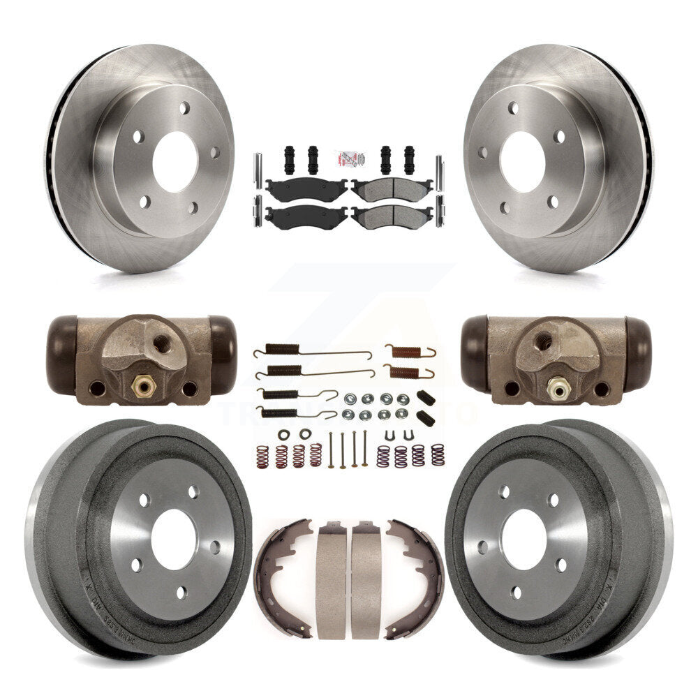 Front Rear Brake Rotors Semi-Metallic Pad Drum Kit (9Pc) For 2000-2001 Dodge Ram 1500 4WD K8A-105726
