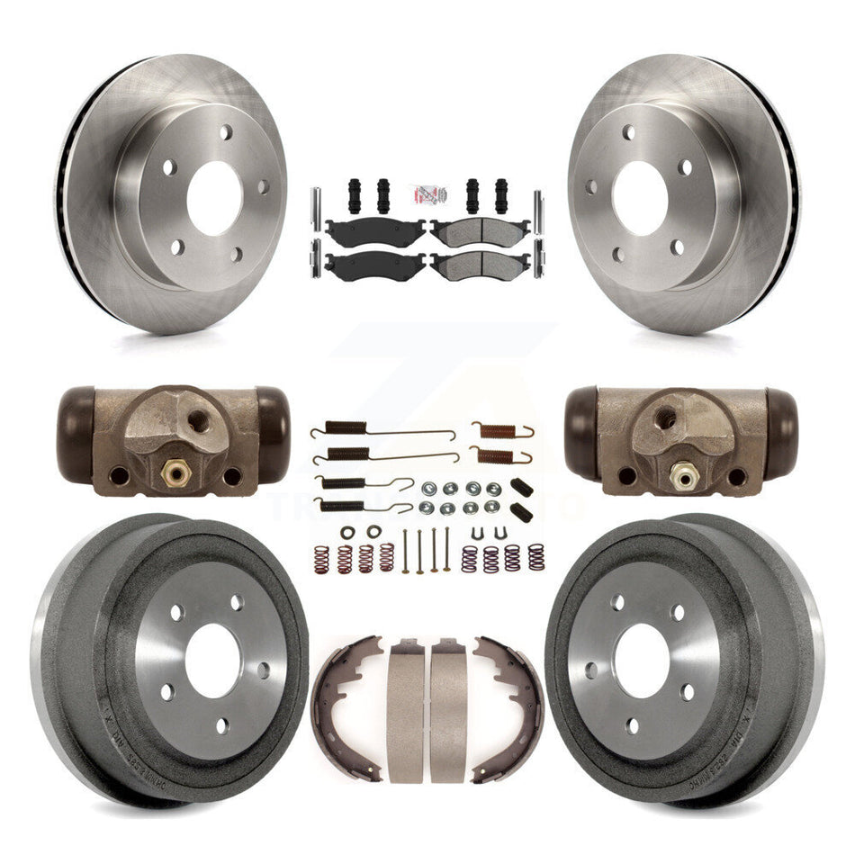 Front Rear Brake Rotors Semi-Metallic Pad Drum Kit (9Pc) For 2000-2001 Dodge Ram 1500 4WD K8A-105726