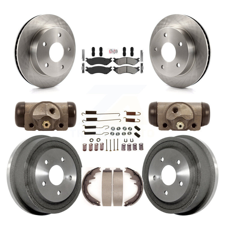 Front Rear Brake Rotors Semi-Metallic Pad Drum Kit (9Pc) For 2000-2001 Dodge Ram 1500 4WD K8A-105726
