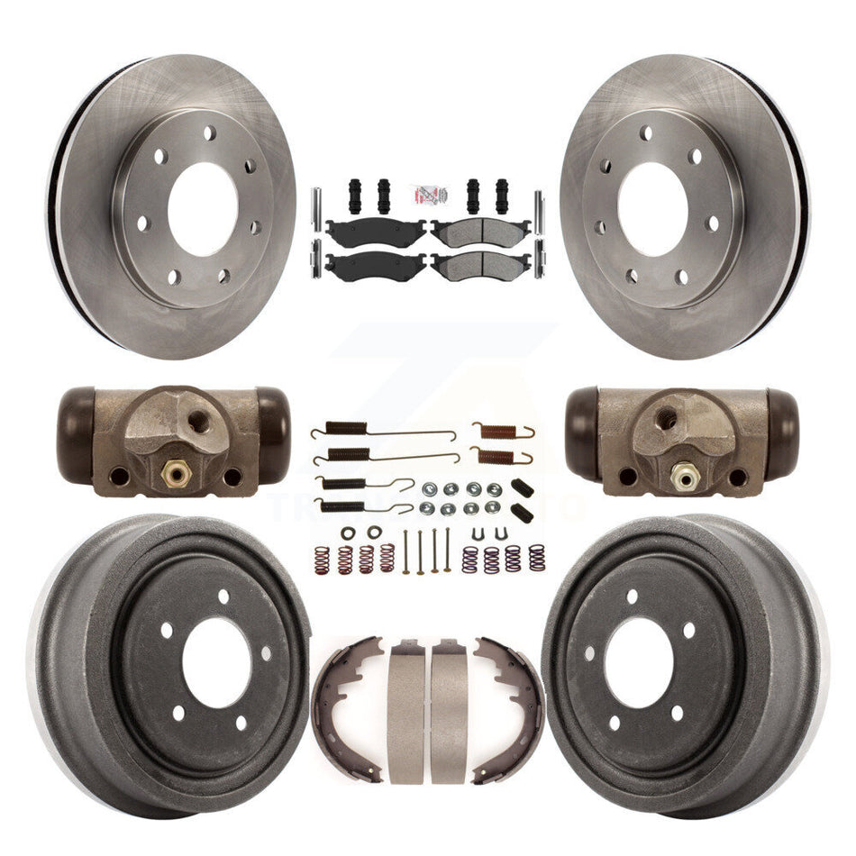 Front Rear Brake Rotors Semi-Metallic Pad Drum Kit (9Pc) For Ford F-150 With 7 Lug Wheels K8A-105729