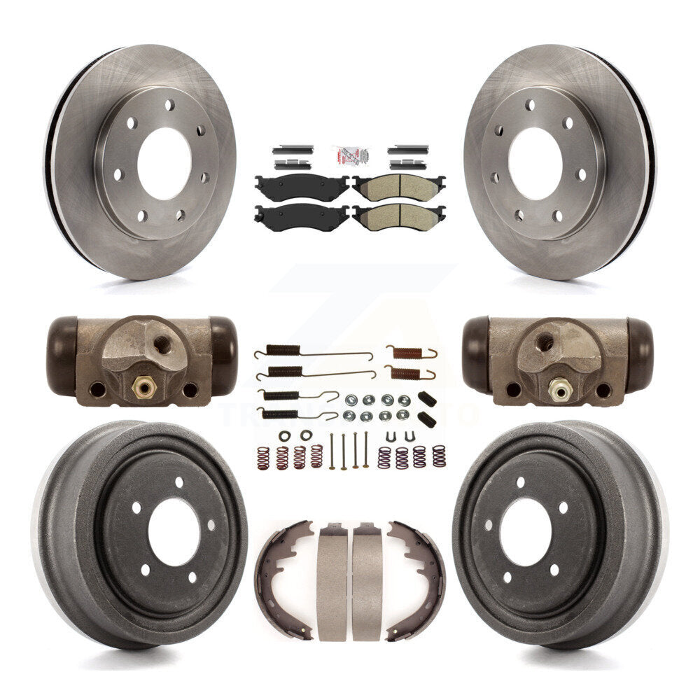 Front Rear Brake Rotors Semi-Metallic Pad Drum Kit (9Pc) For Ford F-150 With 7 Lug Wheels K8A-105730